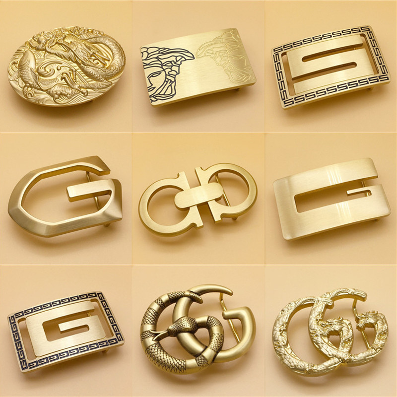 4.0纯铜本色皮带扣头裤腰带扣鳄鱼字母GZS鹰人头8字厂扣批发拿货|ms