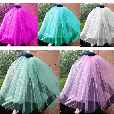 新款欧美风格多色两层婚纱短头纱新娘出口外贸热发梳面纱结婚头饰|ru