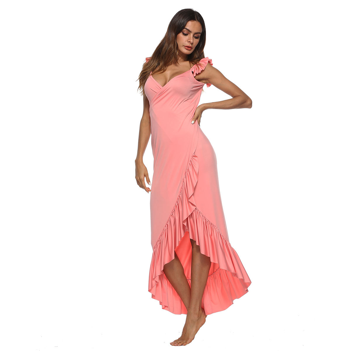Ruffle Beach Dress Outdoor Sun Protection Floor Length Versatile Style Wholesale Available bulk order