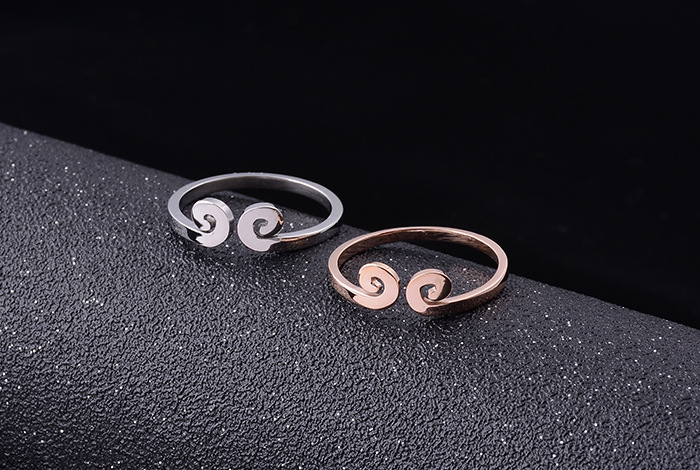 Korean version of "Wukong Loves You for 10,000 Years" hoop Spell ring Open for men and women, titanium steel rose gold couple rings detail image 3