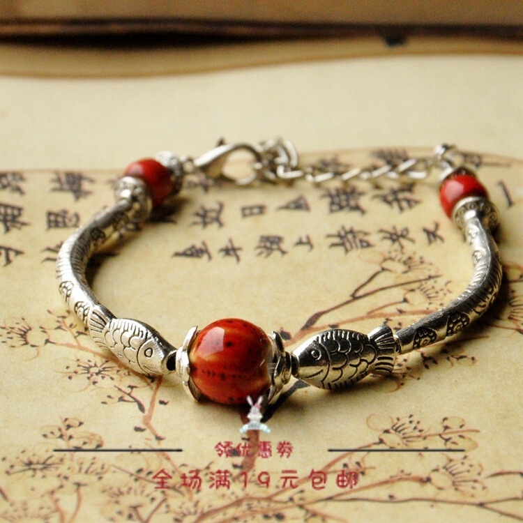 Ceramic bracelet adjustable ethnic style woven women's drawstring ceramic beaded bracelet stall stall supply