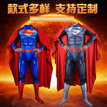 正义超人联盟新款蓝色肌肉超人连体紧身衣Superman Cosplay套装