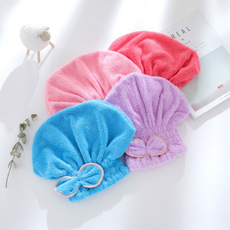 No-pelusa súper absorbente de lana de coral de secado de pelo gorra de microfibra lindo arco círculo de pelo de secado de champú tapa