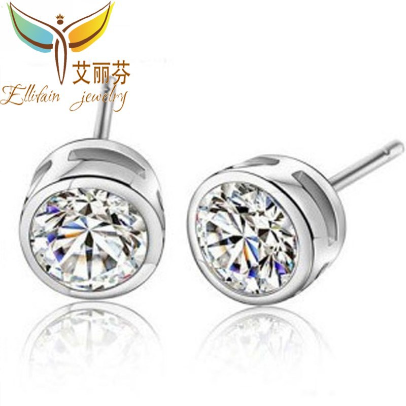 S925 sterling silver one week round earr...