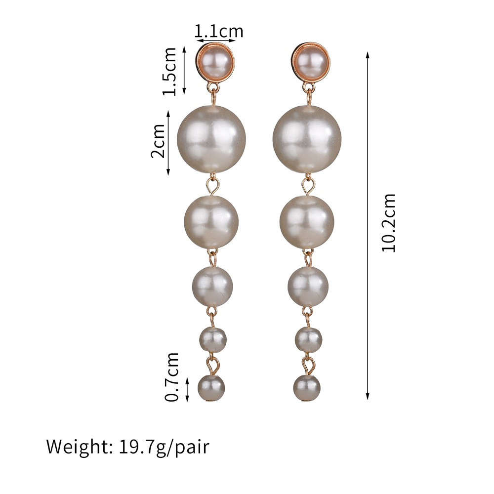 New Long Imitation Pearl Pendant Fashion All-match Earrings display picture 1