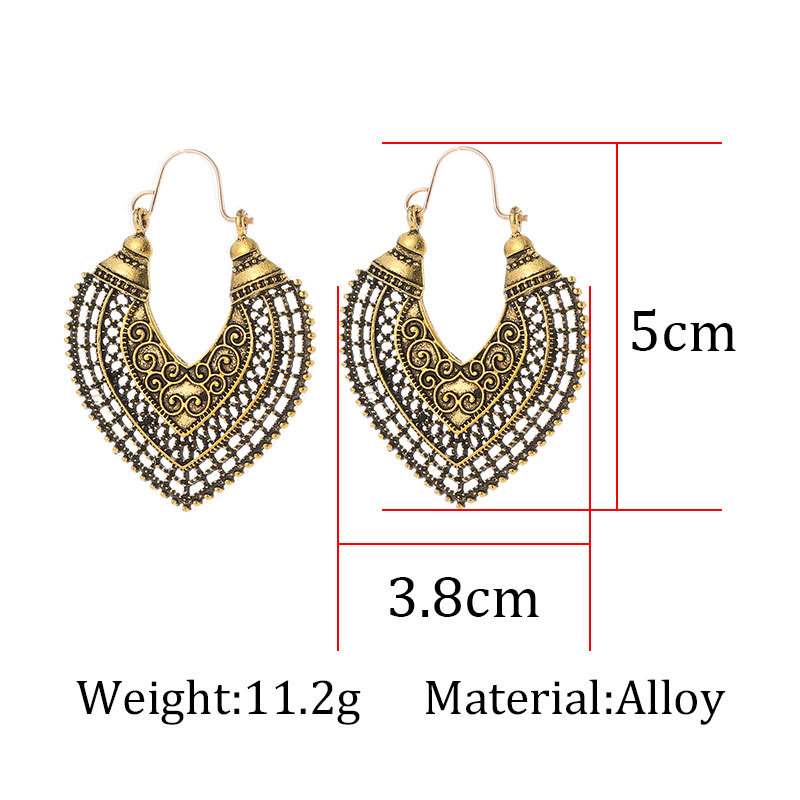 Retro Heart Plating Alloy No Inlaid Earrings display picture 1