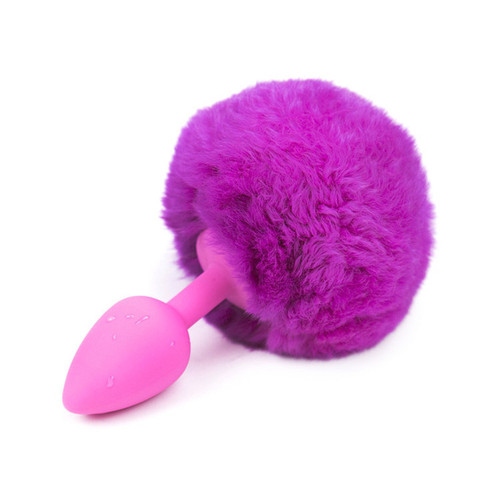 Real fur rabbit tail back yard metal silicone anal plug adult sex toy furry alternative supplies