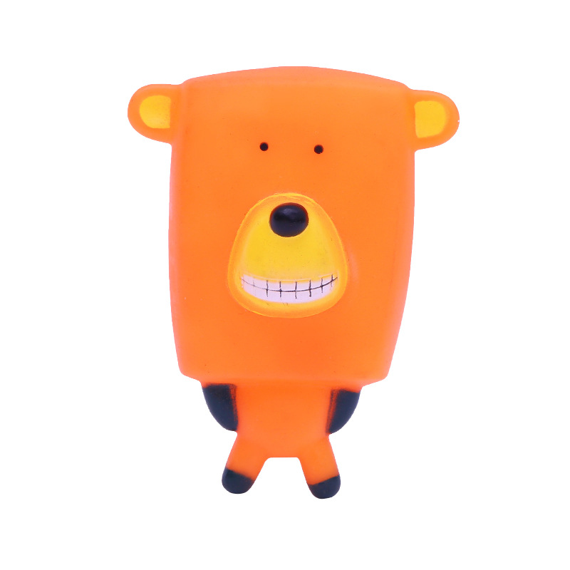 Juguete de vinilo para mascotas simulación Cabeza Cuadrada oso sonido juguete gato y perro sonido juguete de inteligencia de perro resistente a mordeduras