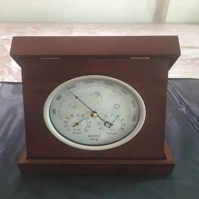 230mm Hygrometer Barometer Wood Block senior Desktop Arts and Crafts Barometer