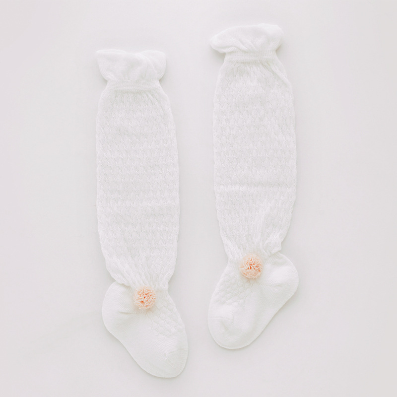Calcetines de bebé de algodón fino de seda de hielo de malla de verano 0-1-3 años de edad transpirable niña arco bebé largo anti-mosquito Calcetines
