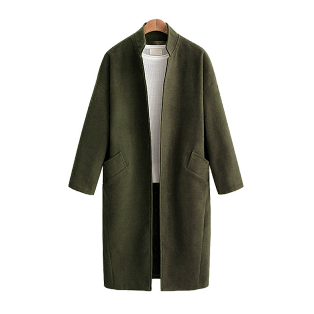 Mock Neck medium length Plush loose coat