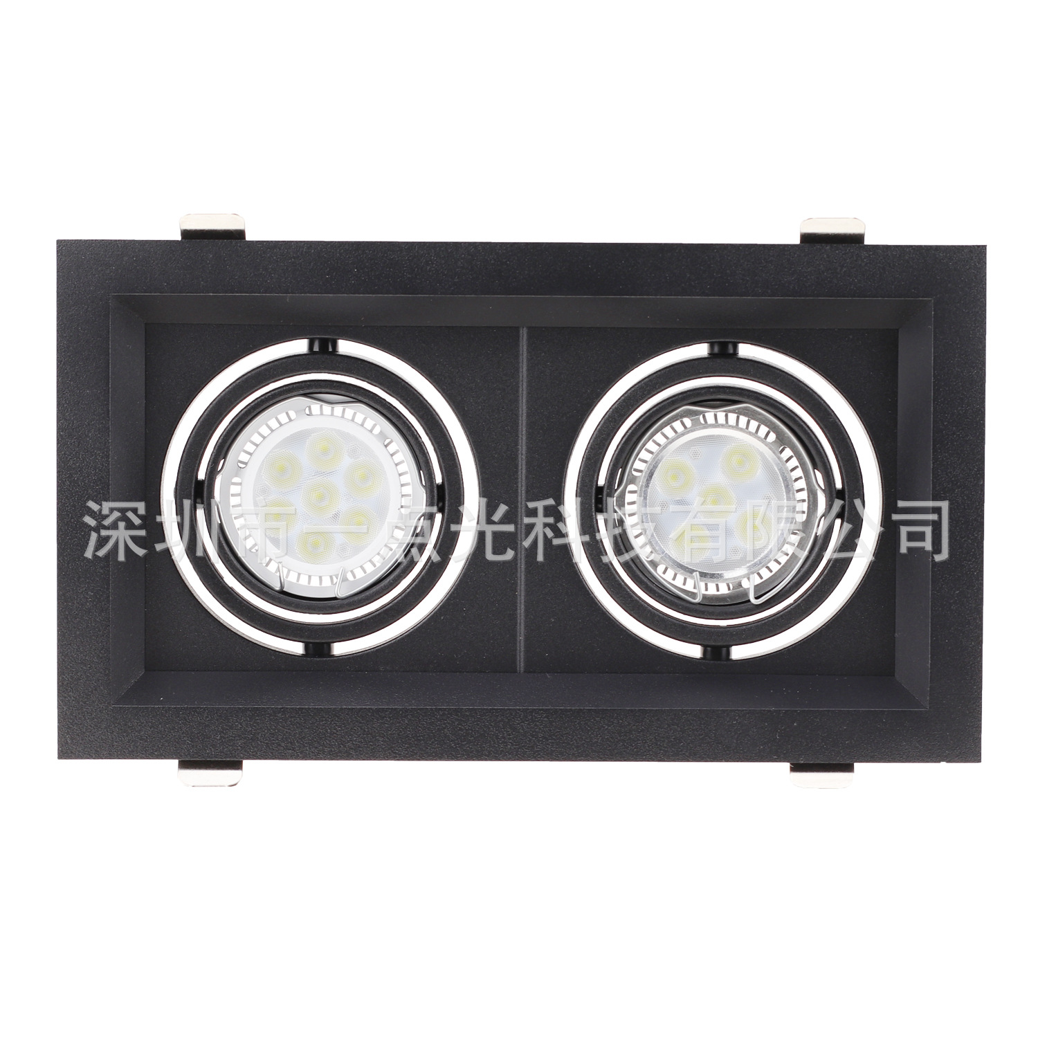 LED双头斗胆灯壳 格栅灯外框黑色可调灯罩mr16 gu10灯杯光源套件|ru