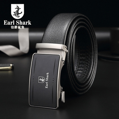 Earl Shark Belt man genuine leather belt Automatic deduction business affairs Pure cowhide Waist belt leisure time Youth business affairs belt