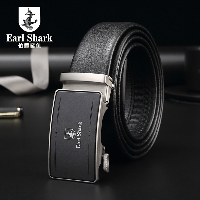 Earl Shark Belt man genuine leather belt Automatic deduction business affairs Pure cowhide Waist belt leisure time Youth business affairs belt