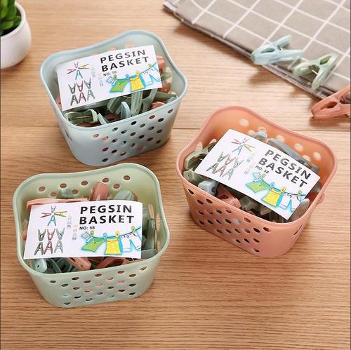 30 packs of strong windproof clothespins, clothespins, plastic clothespins with storage basket, small clips, quilt drying clamps