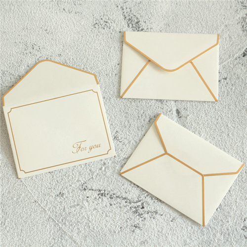 Gold foil earring accessories card birthday thank you card message blessing card envelope Christmas small double fold card greeting card