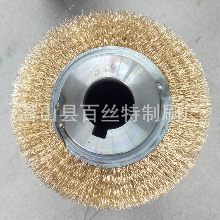镀铜曲钢丝刷辊毛刷辊定做 钢材除锈抛光 实木板材仿古拉丝做旧