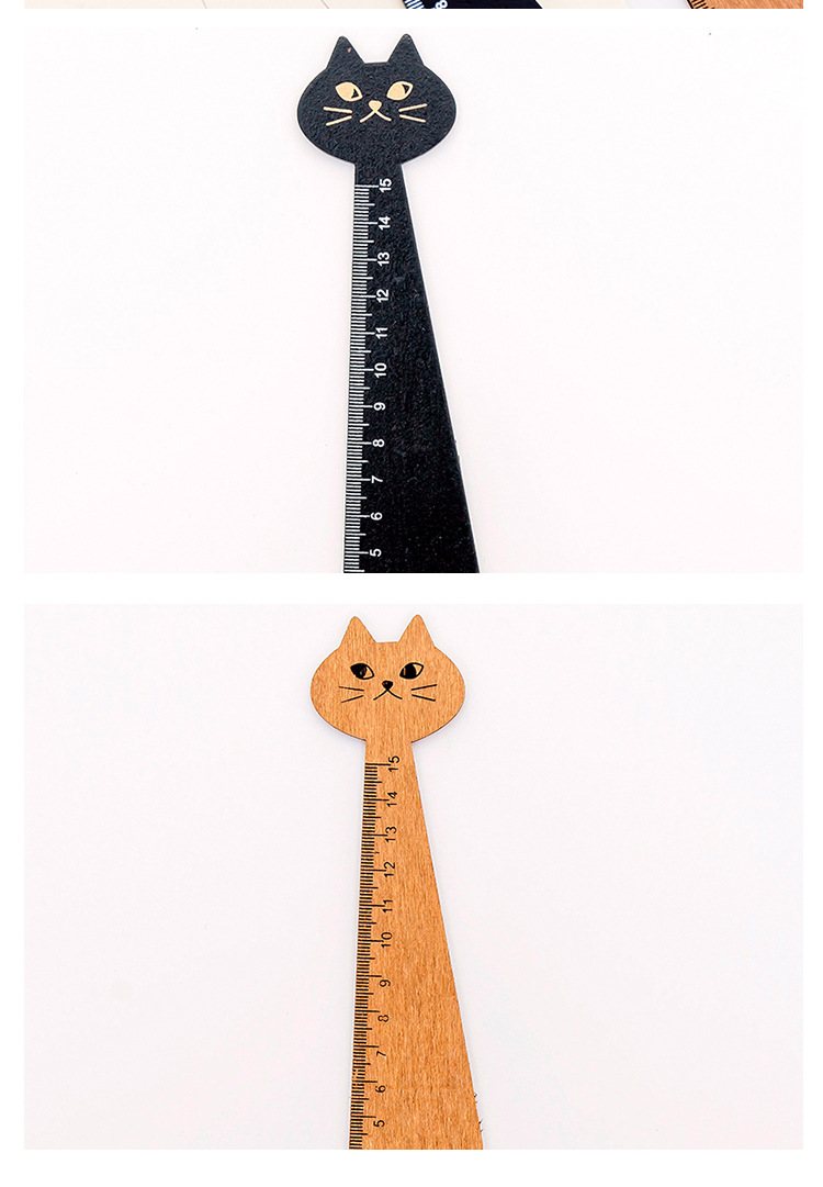 Cute Creative Cat Wooden Ruler 15cm Scale Student Stationery Wholesale display picture 6