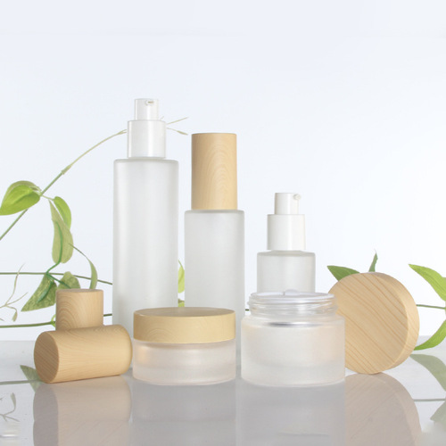 Wood grain craft cosmetic glass bottle Essence cosmetic glass bottle sub-bottling bottle Toner cream bottle
