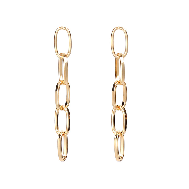 5g Weight No Inlaid Inlay Material Earrings Classification Copper Material Geometric Pattern Women'S Gender Plating Design Fashion Style Rose Gold, Gold, Silver Color Oval Chain Simple Retro Exaggerated Popular Earrings Wholesale 4