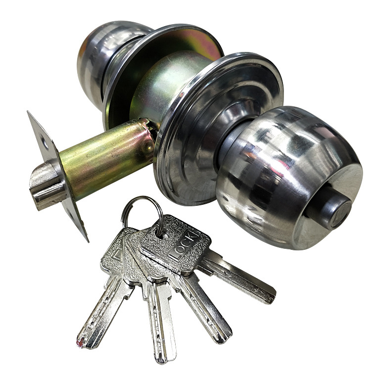 【厂家直销】电脑匙不锈钢球形锁 室内门圆锁单舌旋钮锁现货批发