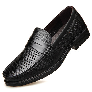 夏季男鞋镂空真皮凉鞋头层牛皮单鞋透气男式打洞鞋厂家 一件代发