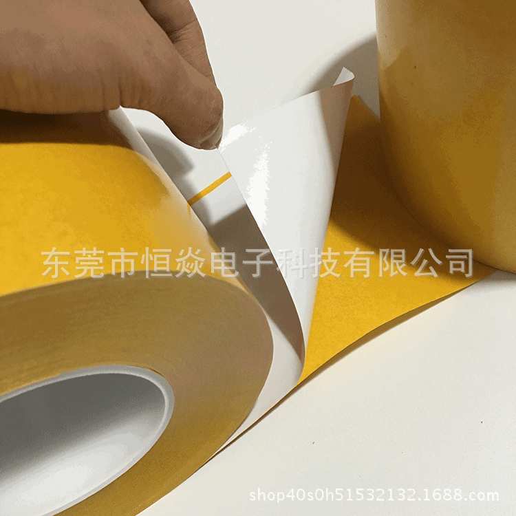厂家 乳白色PVC双面胶 黄色离型纸强粘耐高温电子模切胶带