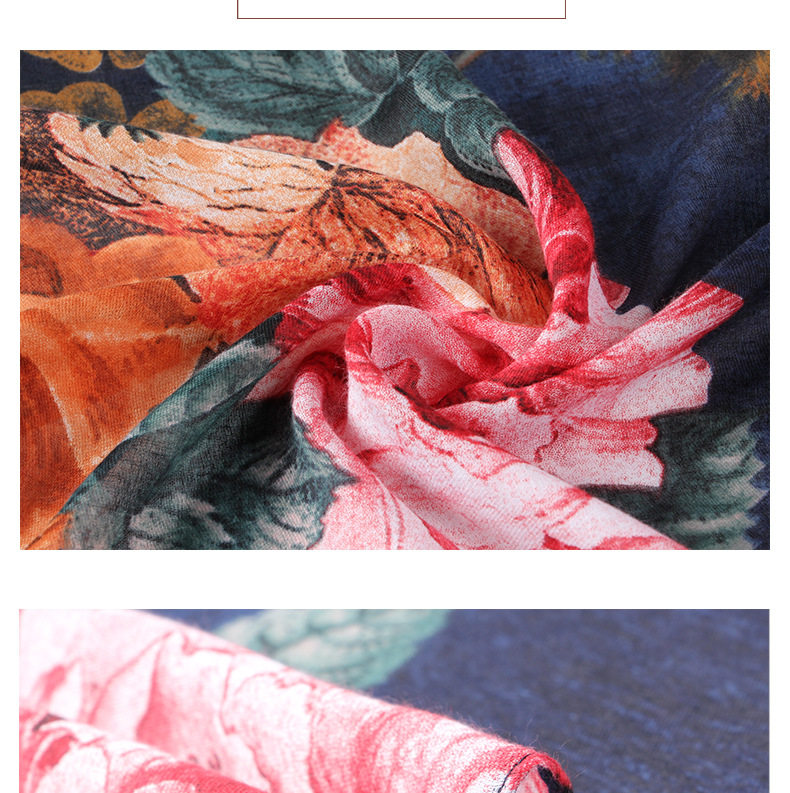 Women's Fashion Flower Cotton Printing Winter Scarves display picture 3