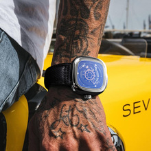 Chino Wilon品牌方形全自動機械男表真皮帶鏤空爆款手表一件代發
