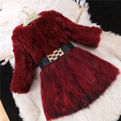 2020 new pattern Fox leather and fur Self cultivation T-shirts Mid length version lady Women's wear Rabbit Rabbit Fur coat