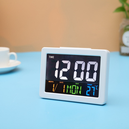 Color large screen LCD electronic clock with temperature alarm clock student alarm clock G2000 repeat display