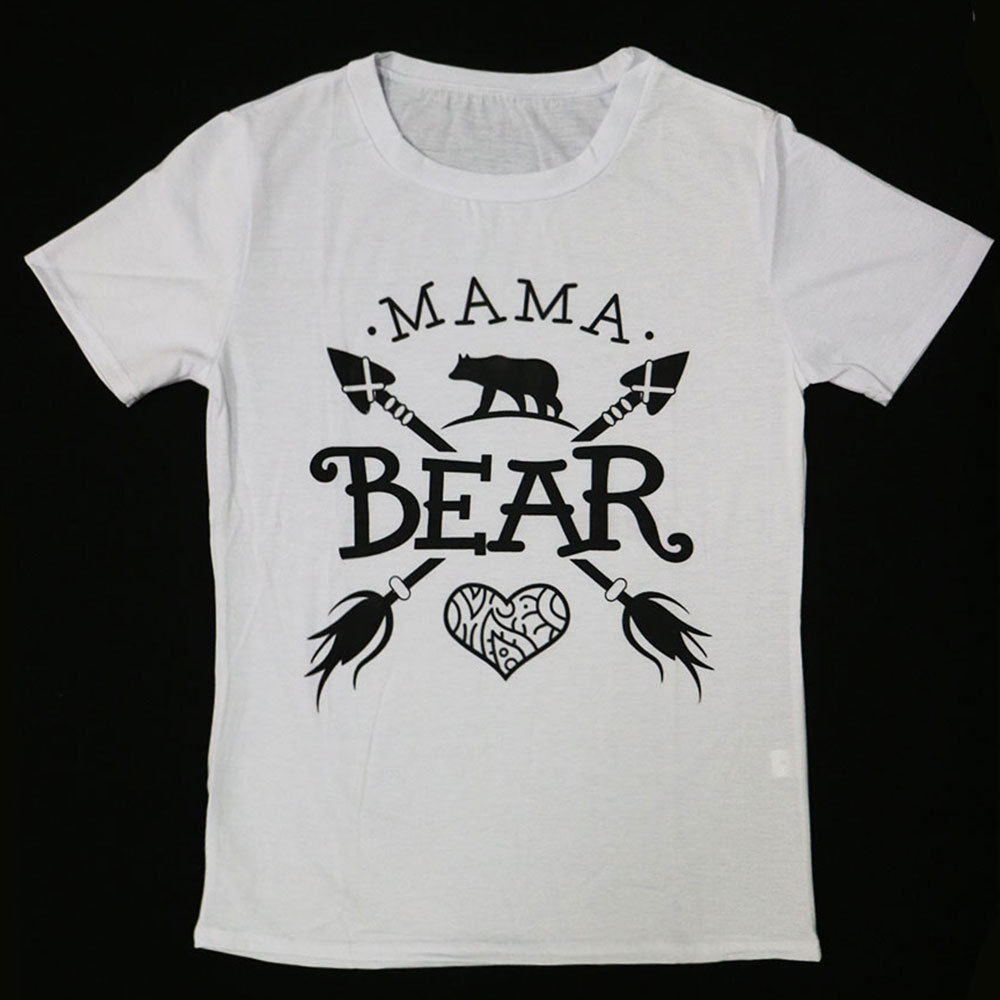 Loose Fit Summer T Shirt for Women Unique Bear Print Short Sleeve Casual Style Wholesale Available