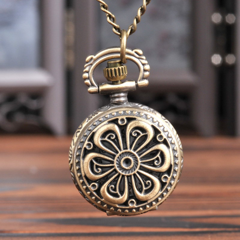 Small Bronze Six-Flower Pocket Watch Vintage Hollow Six-Small Rattan Small Flower Pocket Watch
