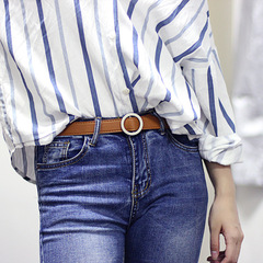 Creative pinless round buckle, no punching, women's belt with jeans belt, Korean version, casual student trend
