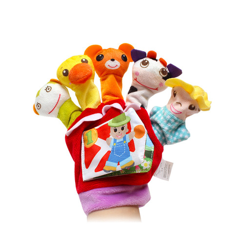 DOLERY baby gloves cartoon animal finger dolls with ringing paper early education parent-child interactive hand toys