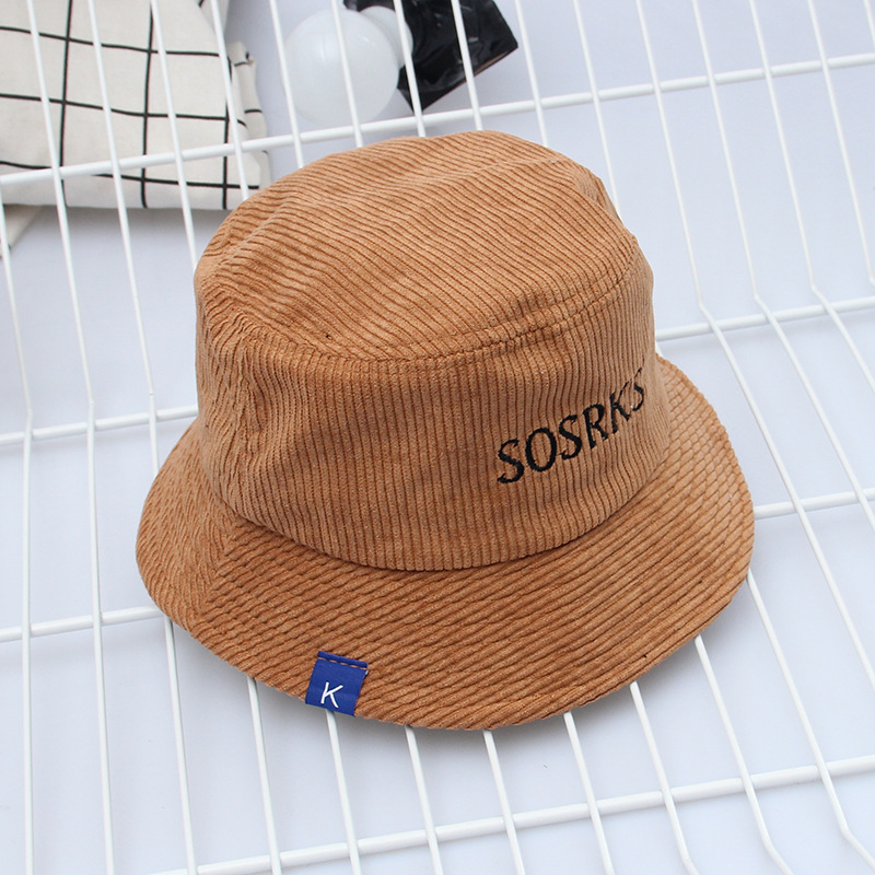 New Corduroy Embroidery Alphabet Basin Hat Wholesale Fisherman Hat Women display picture 10