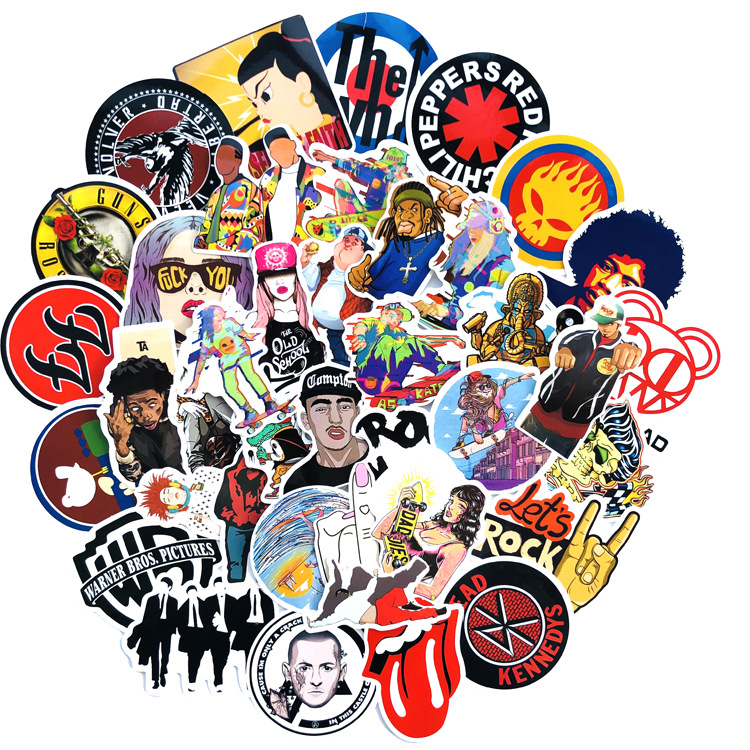 100张/包乐队涂鸦贴纸band hiphop卡通贴嘻哈潮流个性不重复贴纸