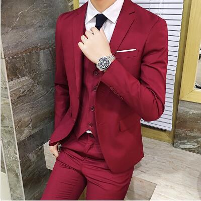 Traje traje de dama de honor de tres piezas para hombre coreano slim fit novio vestido de novia traje de hombre desgaste formal desgaste de negocios