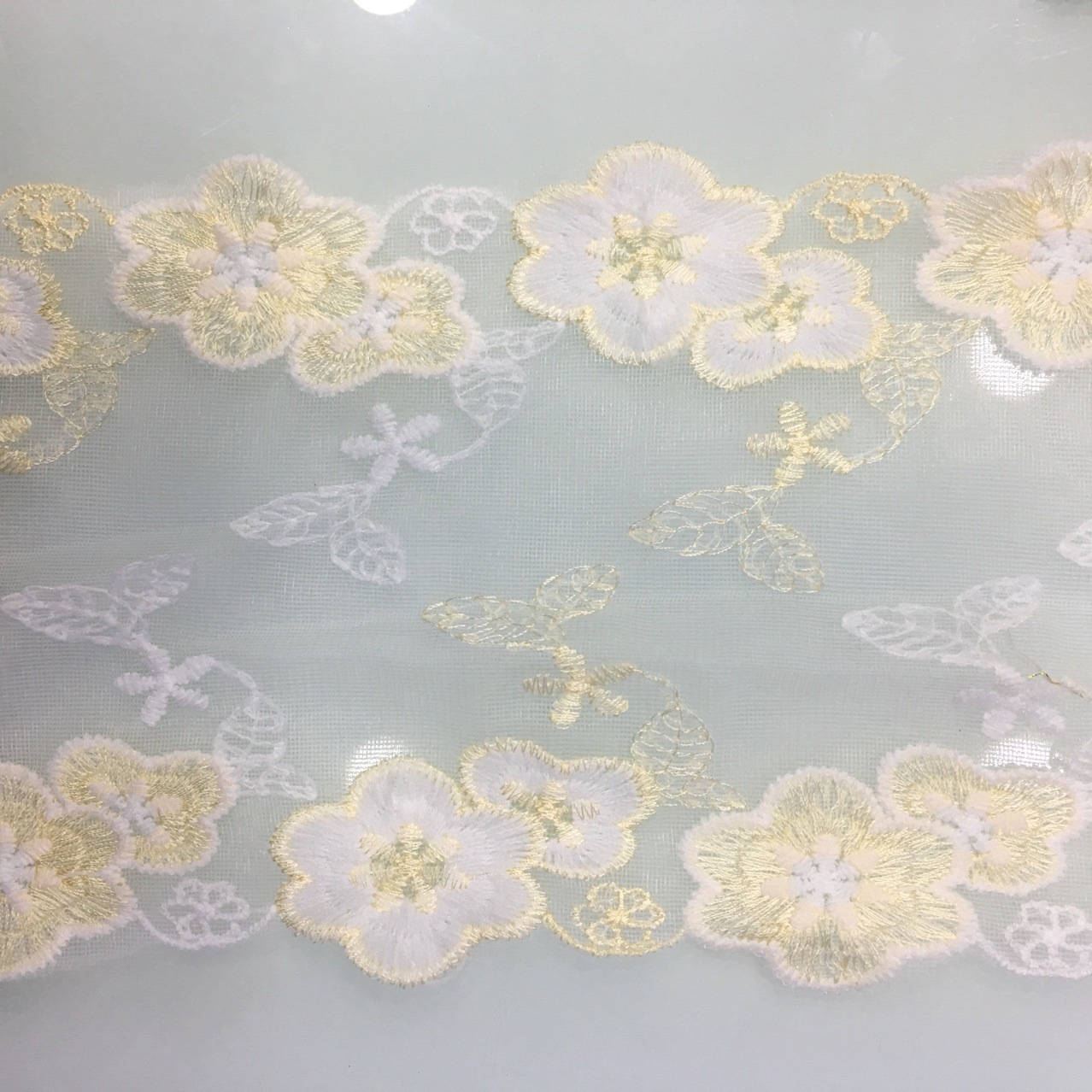 厂家直销双色网布牛奶丝14公分宽条码精美女装礼服套装水溶花边