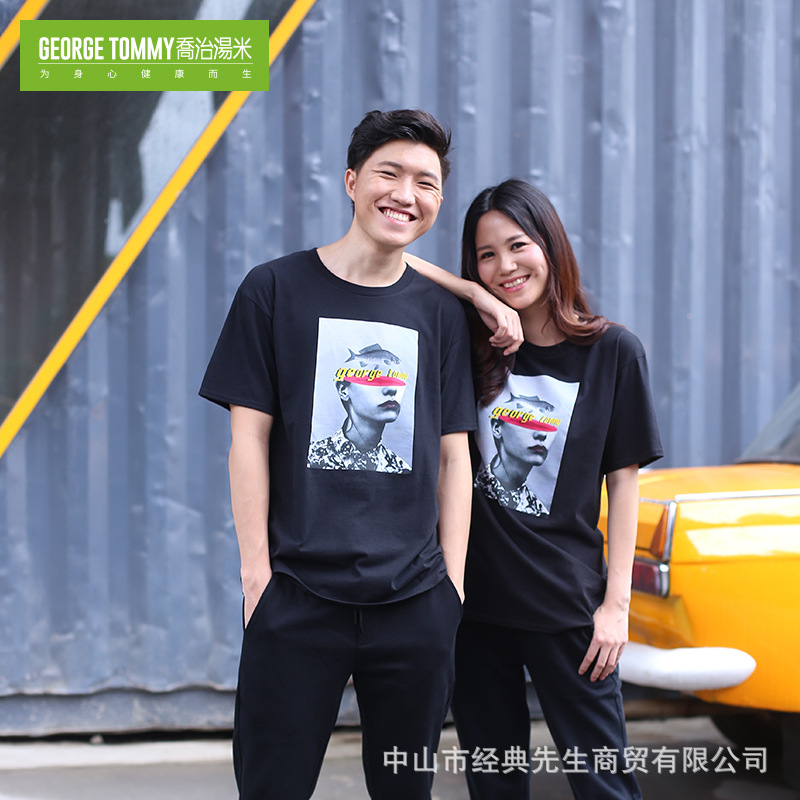 乔治汤米现货批发男女同款短袖韩版潮流学生青少年宽松大码青年
