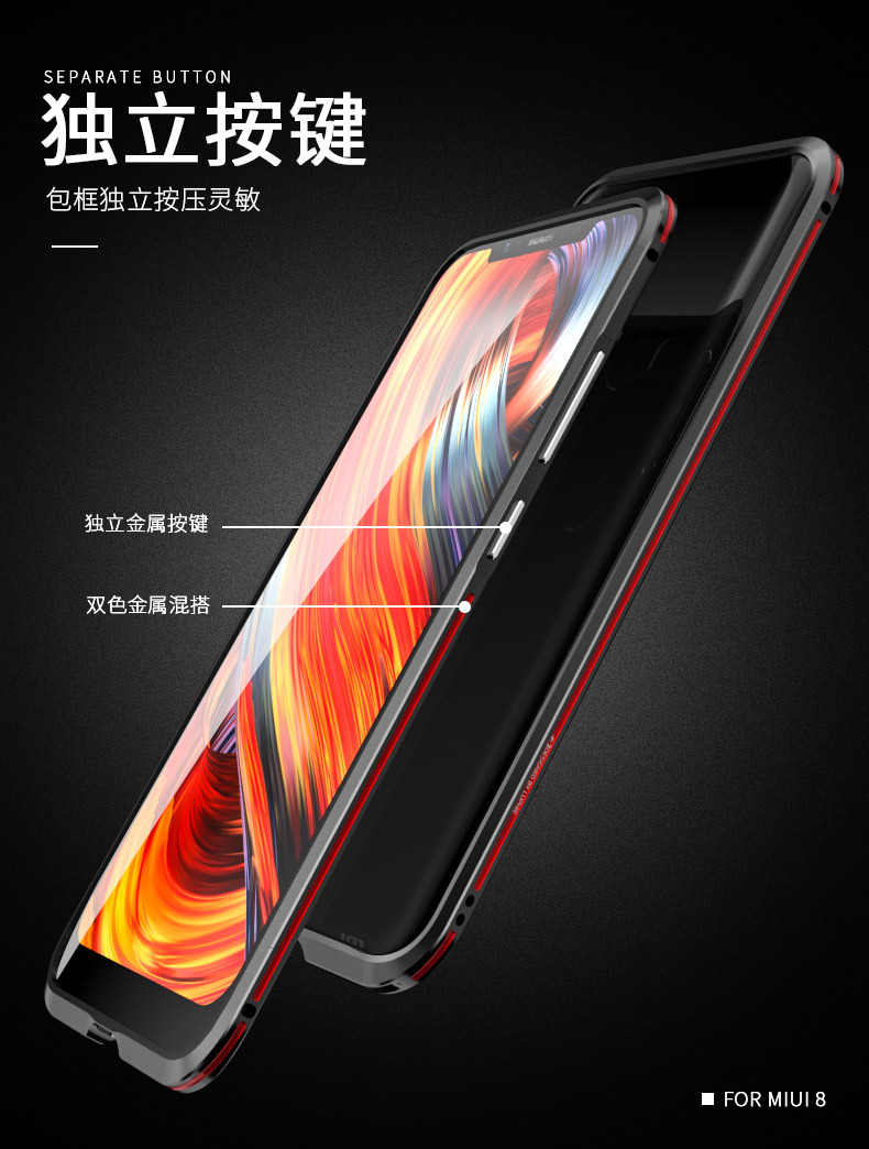 Luphie Bicolor Blade Sword Slim Light Aluminum Bumper Metal Shell Case for Xiaomi Mi 8