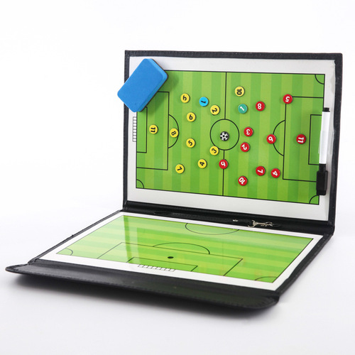 Tri-fold soccer tactics board, colored foldable coach board, leather demonstration board with magnetic pen demonstration board, long-term supply