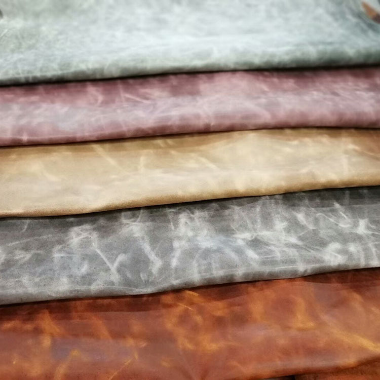 头层双色油蜡绵羊皮皮料厂家  仿古油腊变色皮革现货油蜡绵羊皮