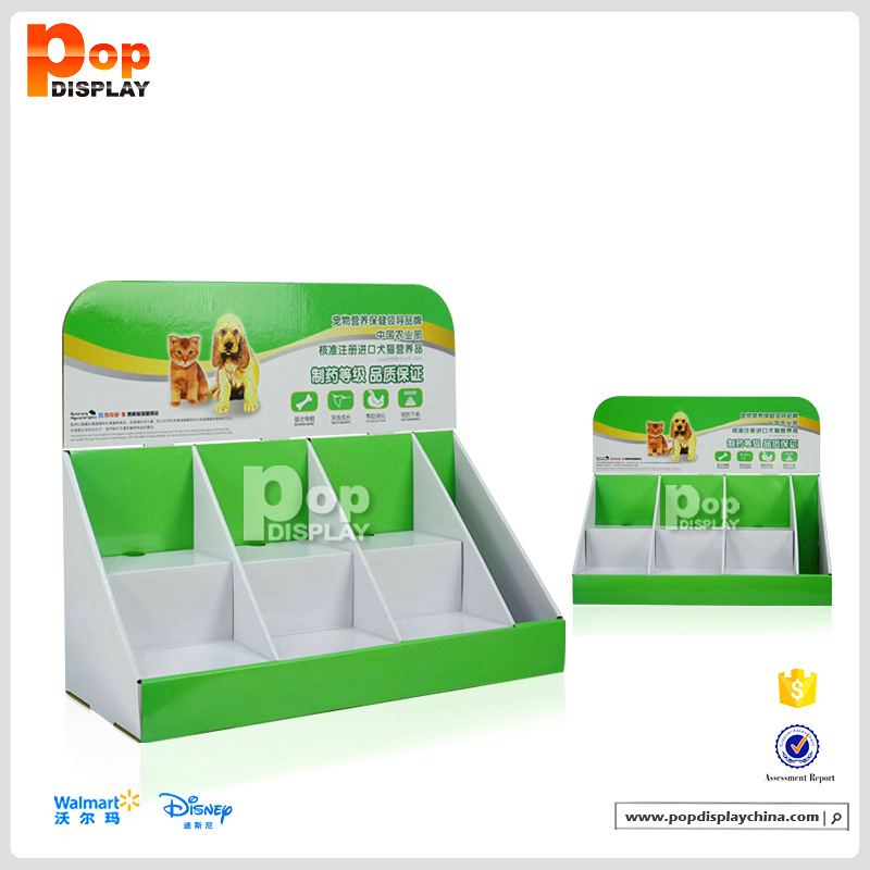 宠物食品纸货架 迷你纸展示架 猫狗营养品广告纸架 PDQ纸货架厂家