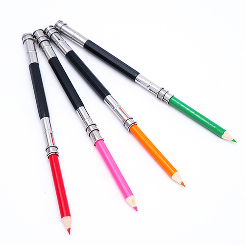 Pencil extender with double metal stainless steel pen holder sketch pencil extended rod pen extender wholesale