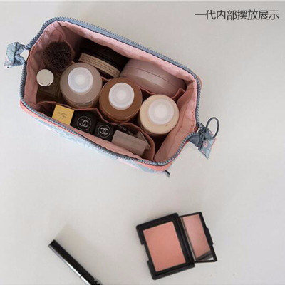 新品多功能双拉链化妆包 韩版大容量钢架立体便携钢丝收纳包|ms
