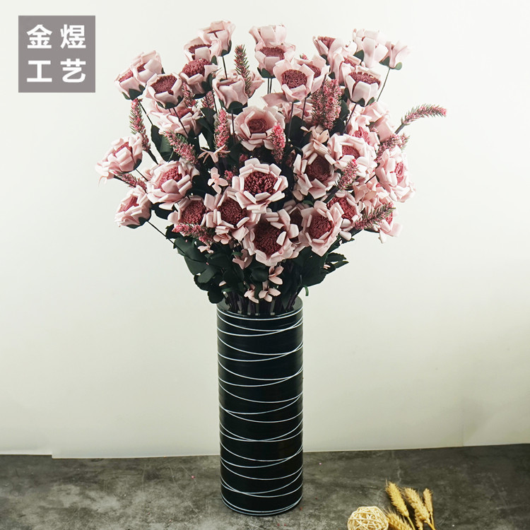 精品推荐 欧式玫瑰仿真花 北欧跨境仿真花 pe泡沫仿真花加工|ms