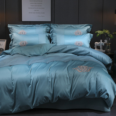 European embroidery 60S Cotton Satin jacquard denim Simplicity Solid Wedding celebration sheet Cotton The bed 4 sets