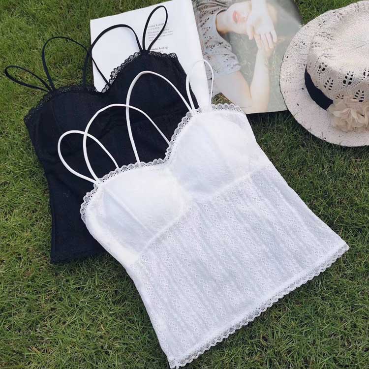 New products lady Korean Edition Lace camisole Beautiful back Primer Vest thickening Gather Lace Beautiful back Wrap chest