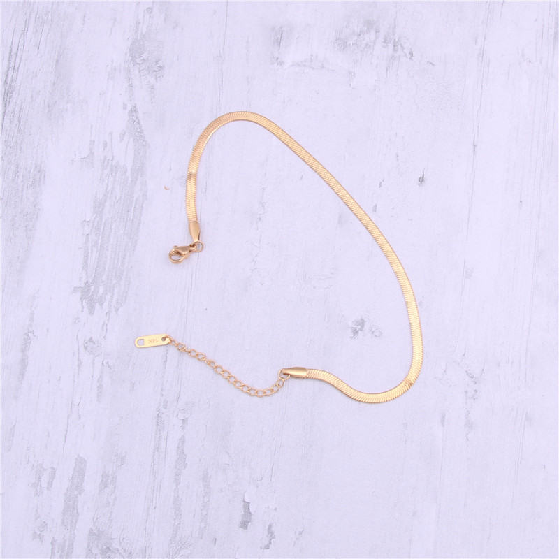 Simple Style Solid Color Titanium Steel Chain Womenu0027S Anklet 1 Piece